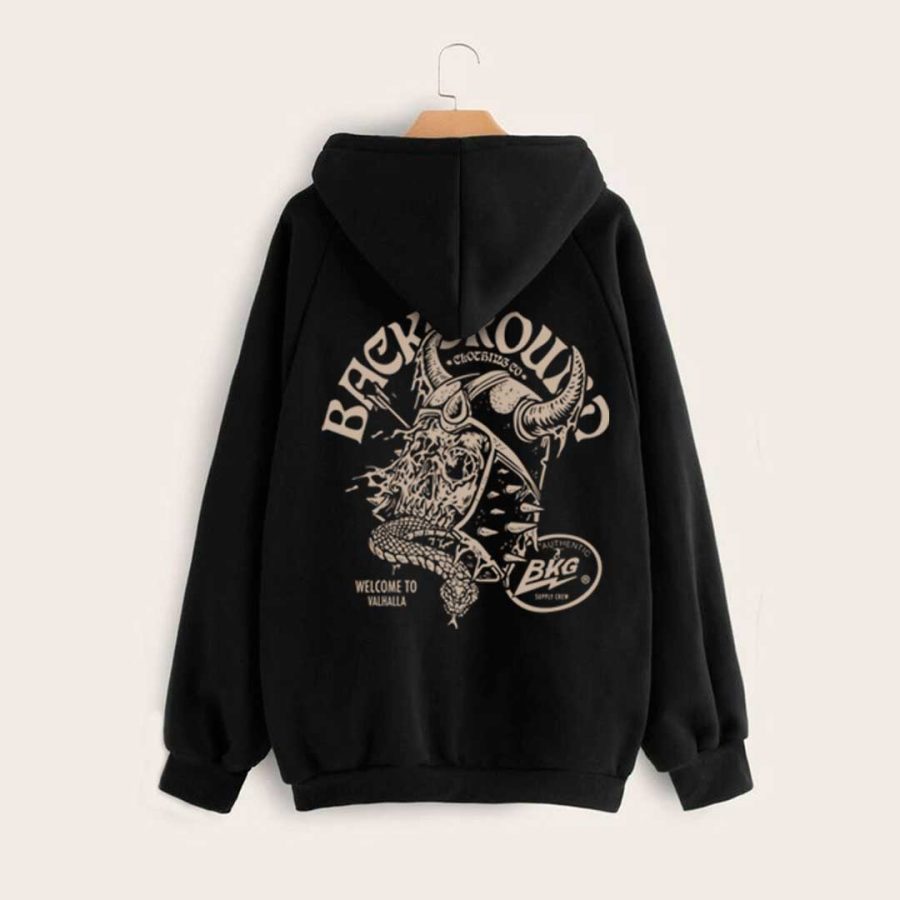 🔥 VALHALLA SKULL  🔥 - HOODIE total black