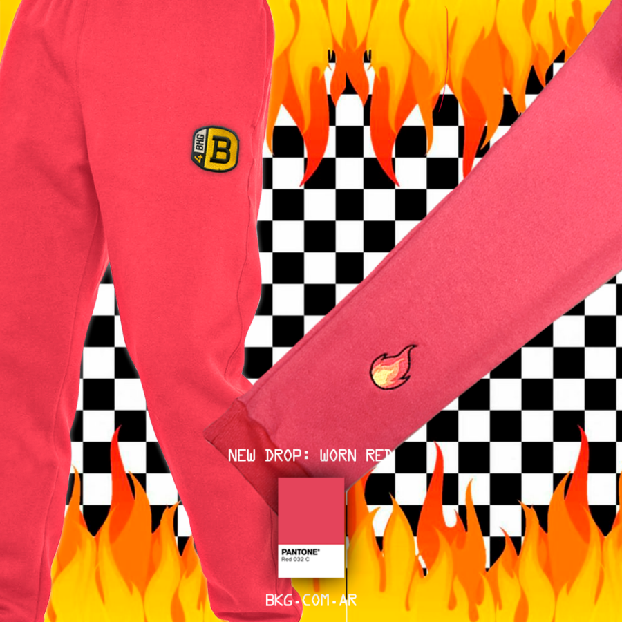 Premium FIRE – Jogging rojo gastado ® BKG Liviano